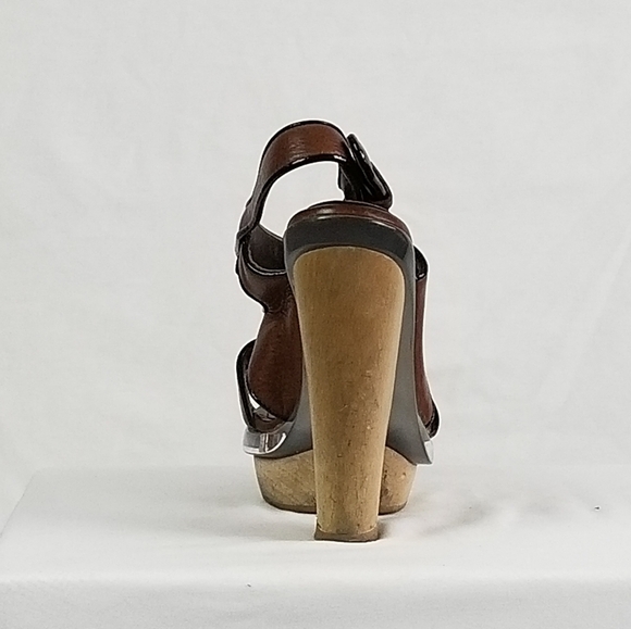 Y2K vintage pre owned Marni Lucite platform brown leather heeled shoes - Picture 3 of 7